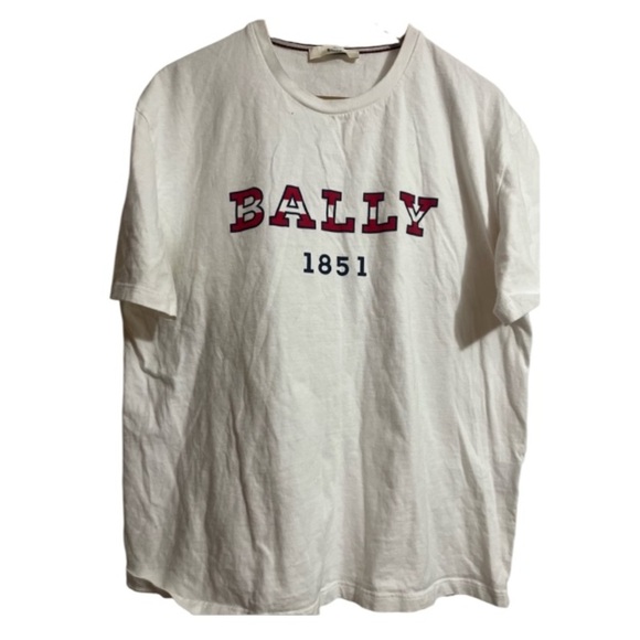 Bally of Switzerland 1851 Logo Tee White Red Accents Italy Sz EUR 42 US XL - Picture 8 of 9